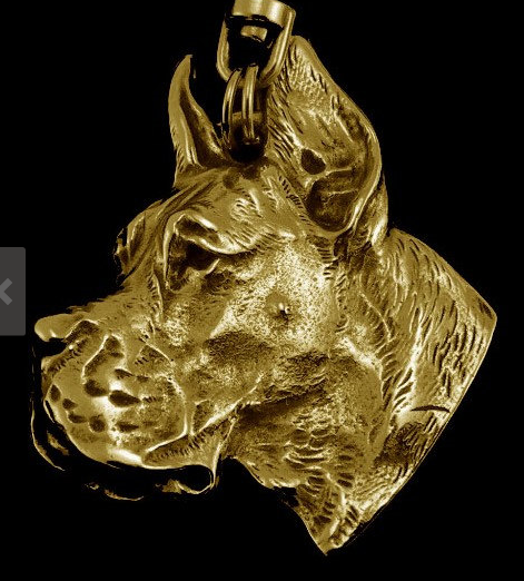 Great Dane Hard Gold Plated Pendant Cropped Ears