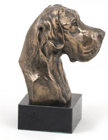 Great Dane Statue on Marble Base Natural Ears