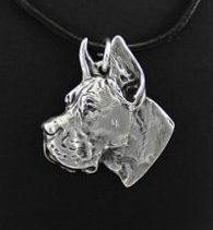 Great Dane Silver Plated Pendant Cropped Ears