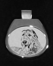 Irish Wolfhound Silver Plated White Pendant