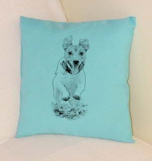 Jack Russell Pillow Pale Blue
