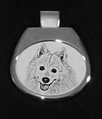 Japanese Spitz Silver Plated White Pendant