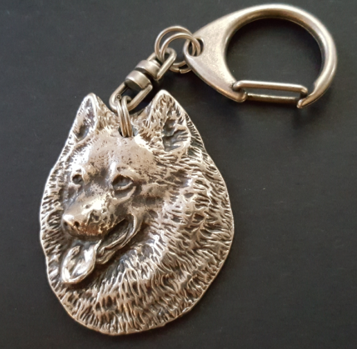 Keeshond Silver Plated Key Chain