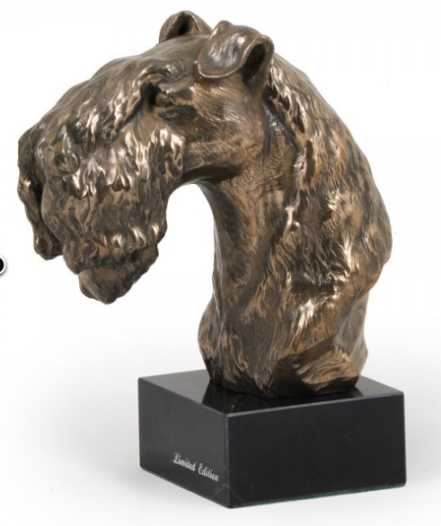 Kerry Blue Terrier Statue on a Marble Base