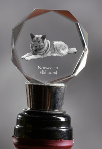 Norwegian Elkhound Crystal Wine Stopper