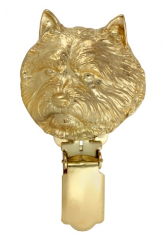 Norwich Terrier Hard Gold Plated Show Clip