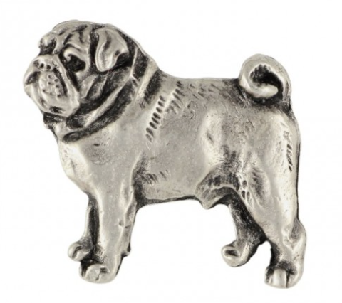 Pug Sliver Plated Lapel Pin