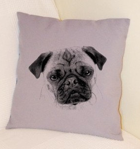 Pug Pillow Grey