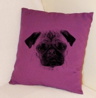 Pug Pillow Purple