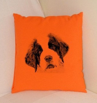 St Bernard Puppy Pillow Orange