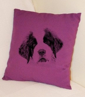 St Bernard Puppy Pillow Purple