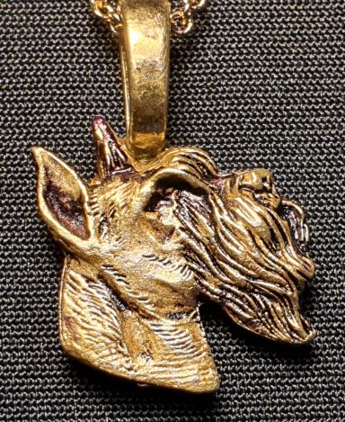 Schnauzer Head Mini Gold Plated Pendant.