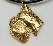 Schnauzer Hard Gold Plated Pendant Cropped Ears