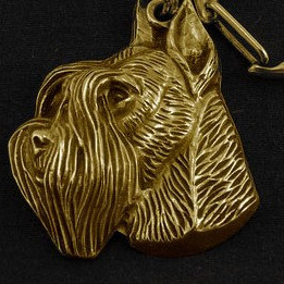 Schnauzer Hard Gold Plated Key Chain Cropped Ears