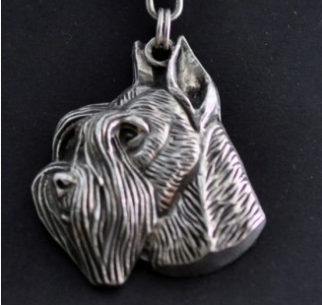 Schnauzer Silver Plated Key Chain Cropped Ears