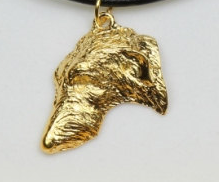 Scottish Deerhound Hard Gold Plated Pendant