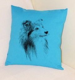 Shetland Sheepdog Pillow Bright Blue