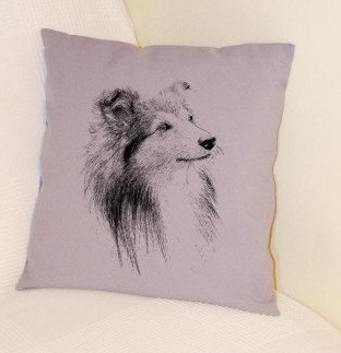 Shetland Sheepdog Pillow Grey