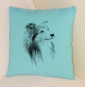 Shetland Sheepdog Pillow Pale Blue