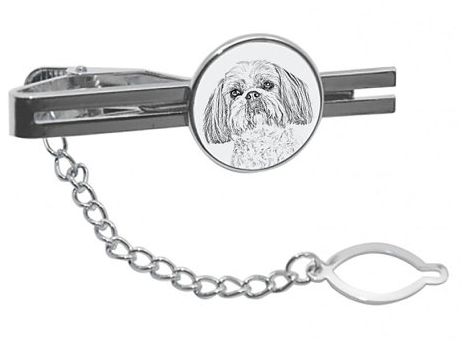 Shih Tzu White Tie Clip