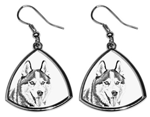 Siberian Husky Silver Plated Earrings