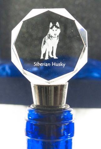 Siberian Husky Crystal Wine Stopper