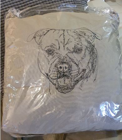 Staffordshire "Staffy" Embroidered Taupe Cushion Cover