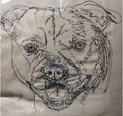 Staffordshire "Staffy" Embroidered Taupe Cushion Cover