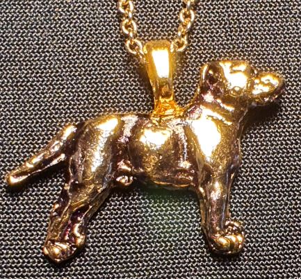 Staffordshire Bull Terrier Full Body Mini Gold Plated Pendant.