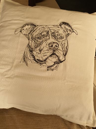 Staffordshire Bull Terrier Cream Velvet Cushion Cover