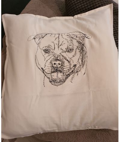 Staffordshire "Staffy" Embroidered Cushion Cover