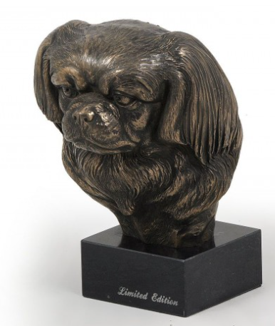 Tibetan Spaniel Statue on a Marble Base