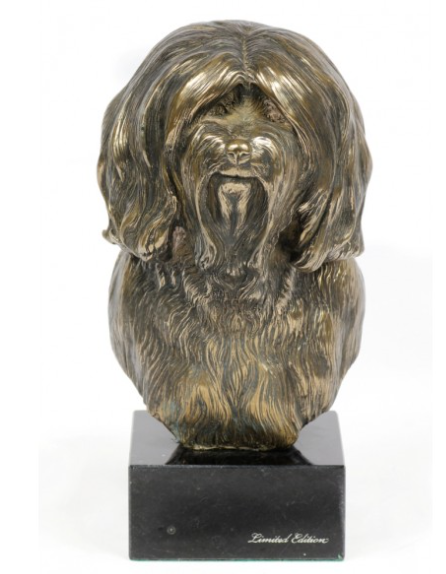 Tibetan Terrier Statue on a Marble Base