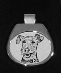 Welsh Terrier Silver Plated White Pendant