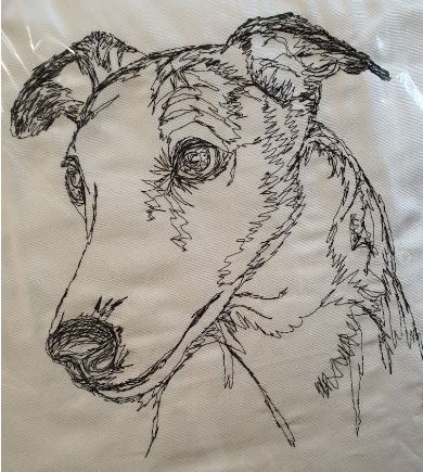 Whippet Embroidered Cream Cushion Cover