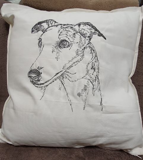 Greyhound Embroidered Cushion Cover