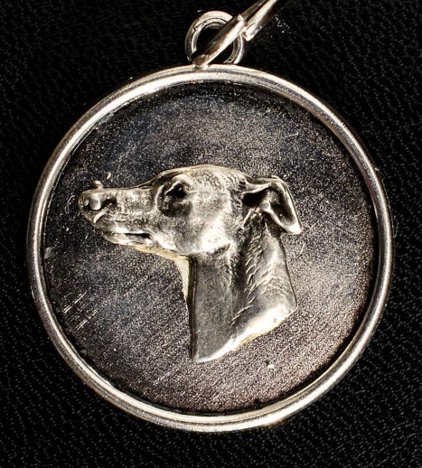 Whippet Round Silver Plated Pendant