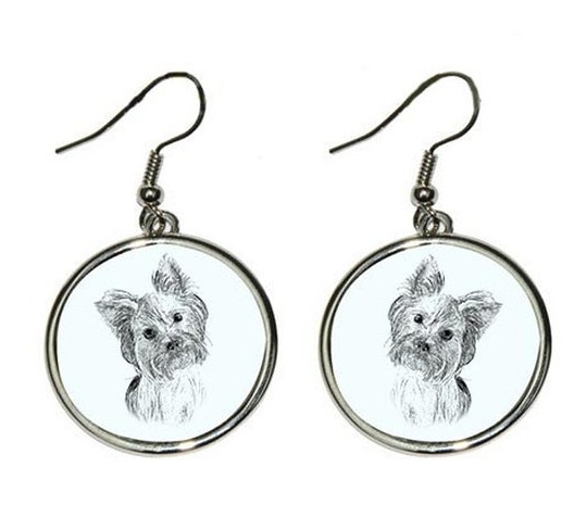 Yorkshire Terrier Show Silver Plated Earrings