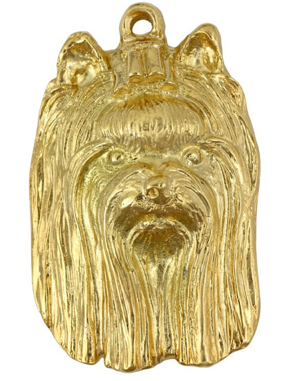 Yorkshire Terrier Show Hard Gold Plated Pendant
