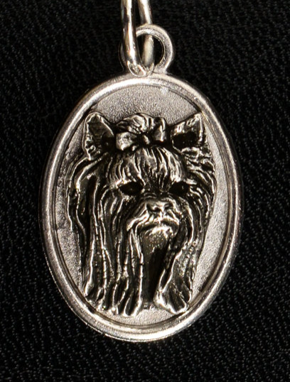 Yorkshire Terrier Oval Silver Plated Pendant
