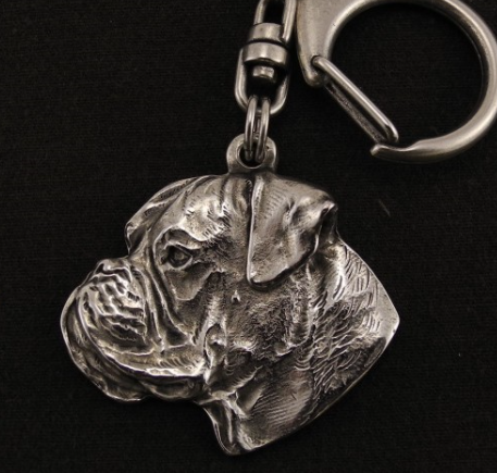 Boxer Silver Plated Key Chain Natural Ears