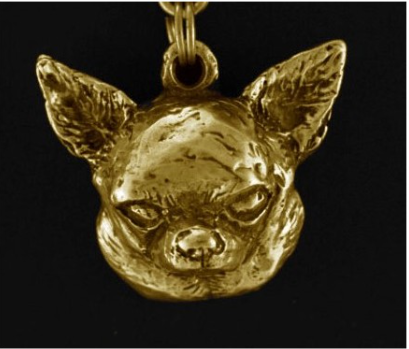 Chihuahua Smooth Hard Gold Plated Key Chain