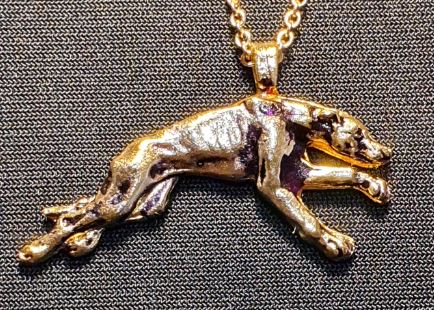 Greyhound Hard Gold Plated Small Pendant