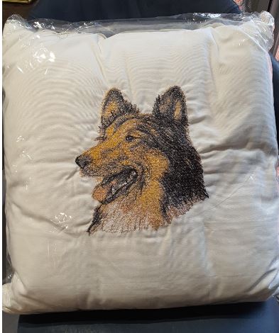 Shetland Sheepdog "Sheltie" Embroidered Cushion Cover