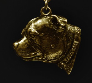 Staffordshire Bull Terrier Staffy Hard Gold Plated Pendant